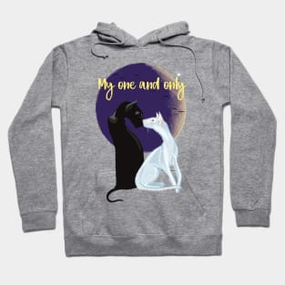 Cats couple and full moon Hoodie